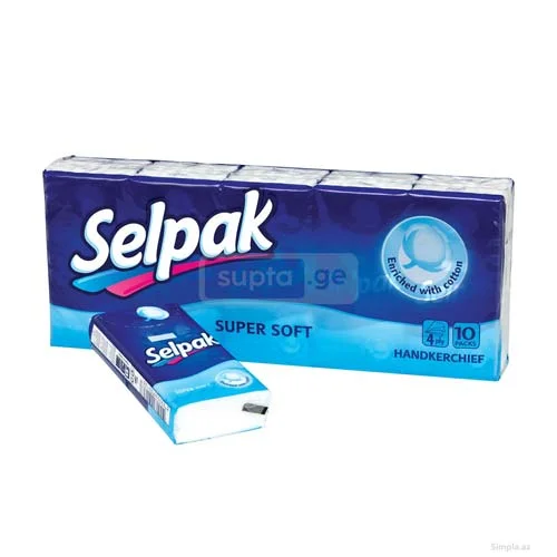 SELPAK-სელპაკი 4 ფენიანი ჯიბის ხელსახოცი 10ც
